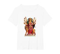Devi Durga Camicia Dea Indù Durga Maglietta, Donna Plus-Size, Bianco, 5X