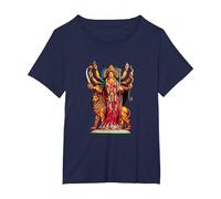 Devi Durga Camicia Dea Indù Durga Maglietta, Donna Plus-Size, Navy, 2X