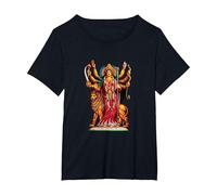 Devi Durga Camicia Dea Indù Durga Maglietta, Donna Plus-Size, Nero, 6X