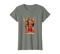 Devi Durga Camicia Dea Indù Durga Maglietta, Donna, Verde Militare mélange, XS