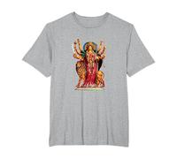 Devi Durga Camicia Dea Indù Durga Maglietta, Uomo Taglie Grandi, Grigio Melange, 4X Tall