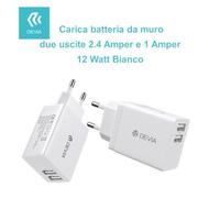 Devia - Carica Batterie 2 Uscite 2.4 Amper E 1 Amper 12 Watt Bianco