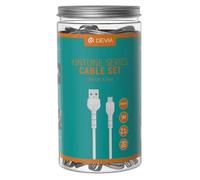 Devia Cavi Micro-USB V2 DECBOXM303 5V 2.1A Confezione in barattolo 30 pz Bianchi