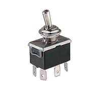 Deviatore a leva ON-OFF-ON, bipolare DPDT, 3 posizioni, OFF centrale, foro di montaggio 12mm M12, da pannello, portata 12V 220V 10A, contatti 6,35 mm, levetta, 2 vie, 2 scambi, interruttore