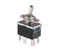 Deviatore a leva (ON)-OFF-(ON), momentaneo da entrambi i lati, bipolare DPDT, 3 posizioni, OFF centrale, foro montaggio 12mm M12, da pannello, 12V 220V 10A, contatti 6,35mm, levetta, interruttore