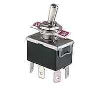 Deviatore a leva ON-ON, bipolare DPDT, 2 posizioni, foro di montaggio 12mm M12, da pannello, 12V 220V 10A, contatti a vite, con targhetta di indicazione, levetta, 2 vie, 2 scambi, interruttore