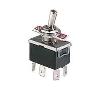 Deviatore a leva ON-(ON) momentaneo, bipolare DPDT, 2 posizioni, foro di montaggio 12mm M12, da pannello, 12V 220V 10A, contatti 6,35mm, con targhetta di indicazione, levetta, 2 vie, interruttore