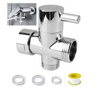 Deviatore Doccia 3 Vie Ingresso Femmina G3/4", Uscita Maschio G3/4" e G1/2", Deviatore Doccia, Ottone Massiccio Valvola Deviatore Rubinetto, per Toilette, Bagni, Cucine (Argento)