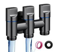 Deviatore Doccia 3 Vie, Valvola a Tre Vie con Interfaccia Filettata a 4 Punti(1/2"), Rubinetto a Tre Vie, Deviatore Doccia, Adatto per Lavatrici e WC (Grigio Scuro)