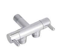 Deviatore Doccia a Due Vie in Ottone con Rubinetto Doccia Universale di Distribuzione dell'Acqua per WC Pistola a Spruzzo Lavatrice, Finitura Cromata, Colore Argento