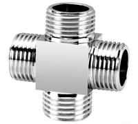 Deviatore in ottone massiccio a 4 vie per acqua calda e fredda, valvola di arresto di isolamento cromata con dado girevole per lavabo, lavandino, WC, lavatrice, UK per bsp 1/2 pollici (Q)