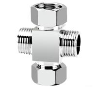 Deviatore in ottone massiccio a 4 vie per acqua calda e fredda, valvola di arresto di isolamento cromata con dado girevole per lavabo, lavandino, WC, lavatrice, UK per bsp 1/2 pollici (O)