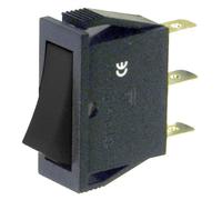 Deviatore ON-ON a bilanciere, tasto nero, unipolare SPST, 2 posizioni, rettangolare, autobloccante, montaggio a pannello, foro 29x10mm, portata 220V 230V 16A, contatti ottone 6,35mm, basculante