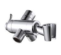 Deviatore per braccio doccia con supporto per doccetta, valvola deviatrice per doccia in ottone G1/2, universale, ricambio per doccia portatile e soffione fisso (cromo lucido)