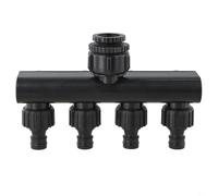 Deviatore per tubo da giardino con quattro percorsi d'acqua distinti e costruzione robusta per uso esterno a lungo termine (nero)