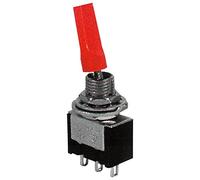 Deviatore unipolare a leva SPDT unipolare ON-ON con leva rossa e con terminali a saldare, foro di montaggio diametro 6mm, 125V 6A
