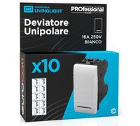 Deviatore Unipolare di Corrente 16A 250V Compatibile con BTicino Livinglight a Incasso da Muro Frutti Elettrici Colore Bianco - Confezione da 10