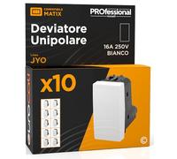 Deviatore Unipolare di Corrente 16A 250V Compatibile con BTicino Matix a Incasso da Muro Frutti Elettrici Colore Bianco - Confezione da 10