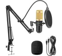 DEVICE OF URBAN INFOTECH BM800 - Kit microfono a condensatore con supporto a braccio, supporto antiurto, filtro pop e jack audio da 3,5 mm, set per cantare, registrare, podcast, giochi, YouTube