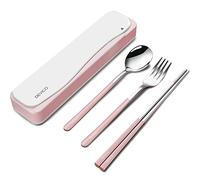 DEVICO Utensili da viaggio, 18/8 acciaio inox 4pcs Cutlery Set portatile Camp Reusable Flatware Silverware, Include Fork Spo...