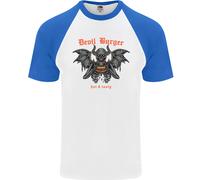Devil Burger Demon Satan Grim Reaper BBQ Uomo S/S Baseball T-Shirt
