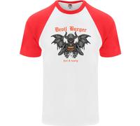 Devil Burger Demon Satana Grim Reaper BBQ Maglietta S/S Da Baseball Per Uomo