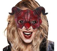 Devil Costume, Devil Demon Mask Face Face Scary Halloween Red Horned Ghost Mask Goat Sheep Horn Monster per Home Cosplay Masquerade Costume Party Accessori