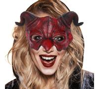 Devil Costume, Devil Demon Mask Face Face Scary Halloween Red Horned Ghost Mask Goat Sheep Horn per cosplay Masquerade Costume Party Accessori