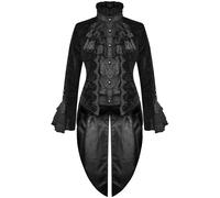 Devil Fashion Donna Goth Frac Giacca Velluto Nero Broccato Damasco Steampunk