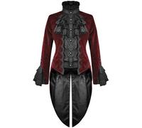 Devil Fashion Donna Gotico Frac Giacca Rosso Nero Velluto Broccato Steampunk