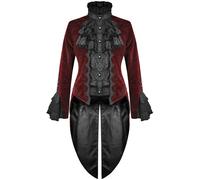 Devil Fashion Donna Gotico Frac Giacca Rosso Nero Velluto Broccato Steampunk