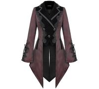 Devil Fashion Donna Gotico Steampunk Regency Frac Giacca Rosso Nero Velluto
