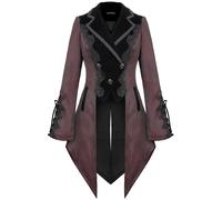 Devil Fashion Donna Gotico Steampunk Regency Frac Giacca Rosso Velluto Nero