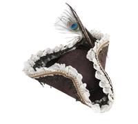 Devil Fashion Donna Steampunk Gotico Tricorno con Piume Pirata Cappello Marrone