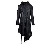 Devil Fashion Giacca con Cappuccio Gotica da Uomo Giacca Aderente Cappotto Nero Assassin's Creed, Trench Unisex, Cosplay,Costume retrò Medievale di Halloween, L'outfit Perfetto for Goth e Steampunk