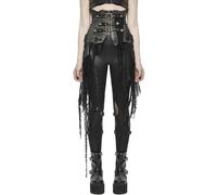 Devil Fashion Goth Dieselpunk Guepiere Corsetto Mezza Gonna Grigio Nero Ecopelle