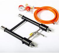 DEVIL-FORGE Bruciatore a gas modello 2 connessi DFP (160.000 BTU) uso 1 o 2, valvola a sfera, strozzatore dell'aria, per Fornace, Fucina a Gas Propano, Fabbricazione di Coltelli, Lavori di forgiatura