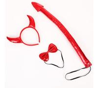 Devil Horns Costume Set di costume per Halloween Devil Horns Headband, Devil Costume con Bow Tie Devil Tail, Devil Horns Cosplay