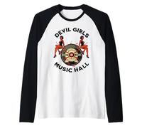 Devil Pinup Girl 1950's Rock Roll Rockabilly Uomo Donna Maglia con Maniche Raglan
