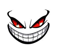 Devil Smile Car Scratch Sticker - Funny 3D Visual Decal, Cool Horror Decorative Sticker, Cool Car Scratch Cover-Up, Waterproof Auto Graphics | For Cars Trucks Motorcycles