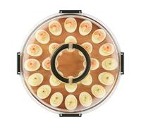 Deviled Egg Plater - Vassoio con 24 scomparti e coperchio, in legno e acrilico, elegante organizer per antipasti, per feste, casa, cucina, buffet, piano di lavoro, tavolo, caterina