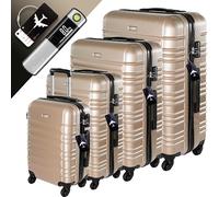 Devillo Set da viaggio Atlas, Champagne (crema), 84L x 75H centimeters, Set di valigie rigide con ruote in TPU