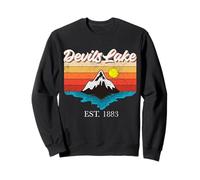 Devils Lake Home Town Vintage Tramonto USA Vacanza Felpa
