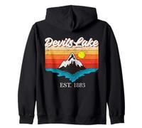 Devils Lake Home Town Vintage Tramonto USA Vacanza Felpa con Cappuccio