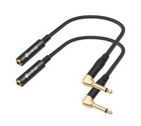 Devinal Cavo ad angolo retto da 6,35 mm TS maschio a TS femmina da 6,35 mm, adattatore di estensione patch per chitarra a forma di V, 3 m, 2 pezzi