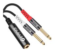 Devinal Cavo breakout da TRS a doppio TS, adattatore stereo femmina da 6,35 mm a doppio TS maschio da 6,35 mm e femmina da 6,35 mm a 2 splitter mono Y da 6,35 mm, 0,3 m