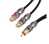 Devinal Cavo splitter RCA/Phono, Adattatore da RCA maschio a doppio femmina placcato in oro, Cavo Y audio stereo, per subwoofer, (1 maschio a 2 femmine) 10 pollici (25 cm)