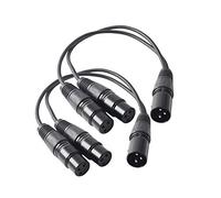 Devinal Cavo splitter XLR, da maschio a 2 femmina, doppio cavo patch bilanciato a Y, da spina a 3 pin a 2 jack per microfono, 3 m, confezione da 2