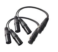 Devinal Cavo splitter XLR femmina a 2 maschio, cavo patch a Y bilanciato, cavo adattatore da jack a 3 pin a 2 spine - 3 m, confezione da 2