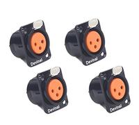 Devinal Jack XLR femmina a 3 pin, jack per montaggio a pannello, dimensioni serie D, alloggiamento in metallo nero, adatto per connettori audio da studio con fori serie D, confezione da 4